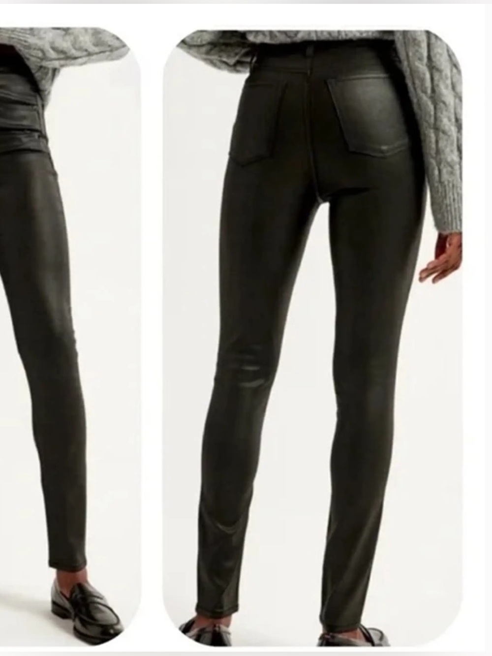 Abercrombie & Fitch Curve Love Coated Black Super Skinny Jeans - Size 28/6 SHORT - Picture 3 of 6